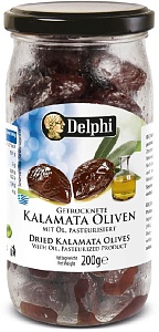 Маслины DELPHI Каламата с косточкой сушеные /стекло/ 200г*12