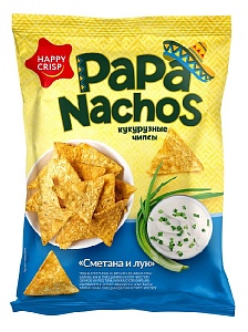 Чипсы HAPPY NACHOS кукурузные "Сметана и Лук" 75г*15