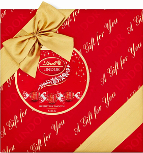 Конфеты LINDT LINDOR молочный MILK GIFT BOX, красная подарочная с бантом /картон/ 287г*12