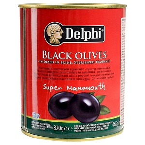 Маслины DELPHI с косточкой в рассоле Super Mammouth 91-100 /жесть/ 820г*12