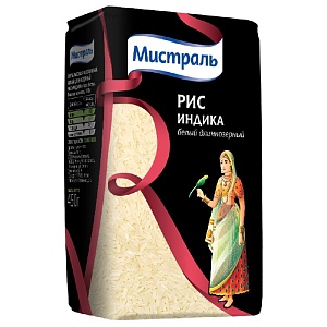 Рис МИСТРАЛЬ Индика белый длиннозерный /пакет/ 500г*12