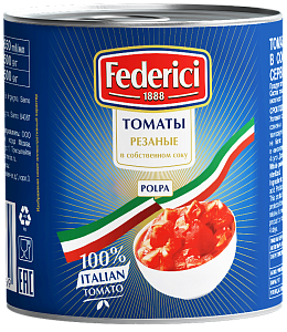 Томаты FEDERICI резаные в собственном соку Chopped tomatoes /жесть/ 2650мл*6