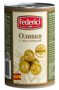 Оливки FEDERICI с косточкой /жесть/ 300г*12