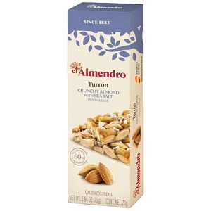 Туррон EL ALMENDRO CRUNCHY ALMOND WITH SEA SALT хрустящий миндальный с морской солью 75г*16
