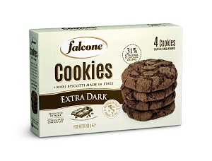 Печенье сахарное Falcone Cookies с темным шоколадом /картон/ 200г*12