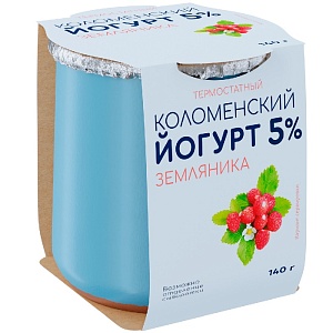 Йогурт КОЛОМЕНСКИЙ термостатный ЗЕМЛЯНИКА 5.0% /керамика/ 140г*4