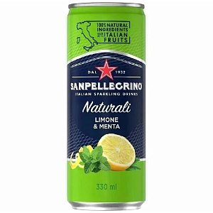Напиток SANPELLEGRINO LIMONE-MENTA Лимон-Мята сокосодержащий газированный /жесть/ 0,33л*24