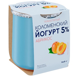 Йогурт КОЛОМЕНСКИЙ термостатный АБРИКОС 5.0% /керамика/ 140г*4
