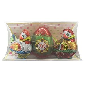 Шоколад фигурный ПН-4 "Яйцо и 2курочки" /гофрокороб/ 75г*16