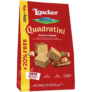 Вафли LOACKER QUADRATINI Наполитанер (250г+20%) 300г*6