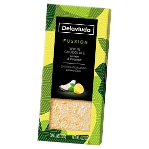 Шоколад DELAVIUDA белый с лимоном и кокосом 120г*12