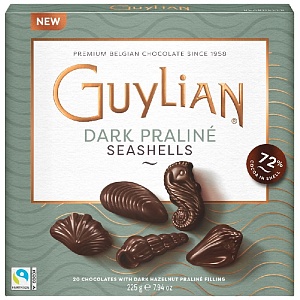 Конфеты GUYLIAN DARK PRALINE SEASHELLS Морские коньки из горьк. шоколада с начинкой пралине 225г*12