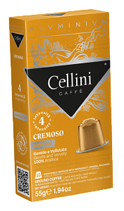 Кофе CELLINI Cremoso в капсулах 100% Arabica (10 шт) /картон/ 55г*10