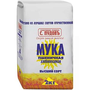 Мука С.Пудовъ пшеничная хлебопекарная в/с ГОСТ бум/пак 2кг*6