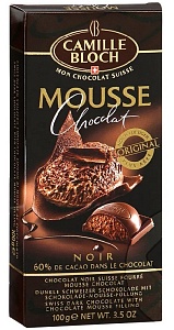 Шоколад CAMILLE BLOCH горький MOUSSE NOIR с начинкой из шоколадного мусса 100г*12