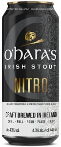 Пиво О'HARA'S Irish Stout 4,3% тёмное с капсулой /жесть/ 0,44л*24