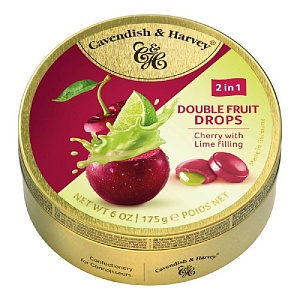 Леденцы CAVENDISH & HARVEY Double Fruit Cherry with Lime с жидким центром /жесть/ 175г*9