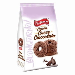 Печенье PIU BUONO шоколадное песочное печенье /пакет/ 250г*12