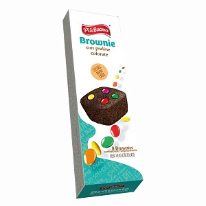 Пирожное PIU BUONO шоколадное брауни с драже /картон/ 160г*12