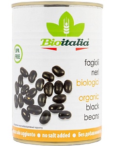 Фасоль BIOITALIA черная консервированная /жесть/ 400г*12
