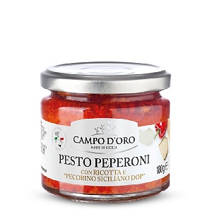 Соус CAMPO D'ORO Песто из БОЛГАРСКОГО ПЕРЦА с  РИКОТТОЙ и ПЕКОРИНО /стекло/ 180г*6