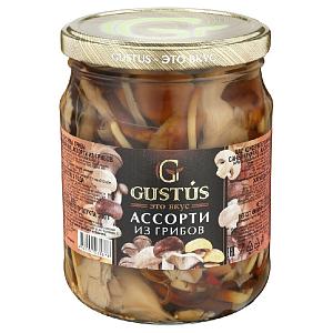 Грибы GUSTUS маринованные "Ассорти из грибов" /стекло/ 460г*12