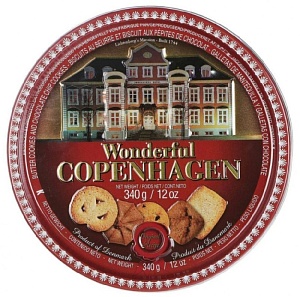 Печенье JACOBSENS сдобное Copenhagen бордовая банка /жесть/ 340г*12