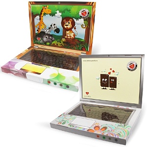 Шоколад фигурный Клавиатура в упаковке "Ноутбук" 350г*9
