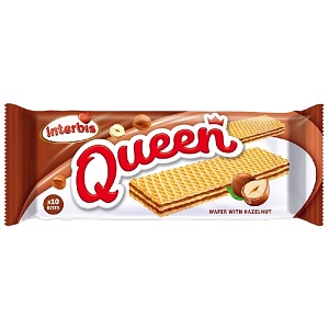 Вафли QUEEN Hazelnut с ореховой начинкой (50г*24шт. шоубокс) 50г*144