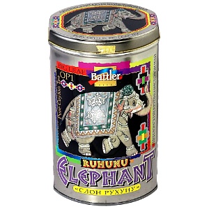 Чай BATTLER ELEPHANT RUHUNU ОР1 Крупнолистовой цейлонский черный "СЛОН РУХУНУ" /жесть/ 200г*6
