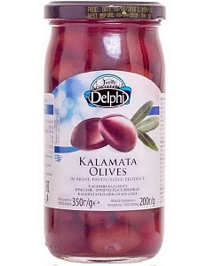 Маслины DELPHI Каламата с косточкой в рассоле /стекло/ 350г*12