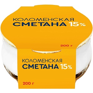 Сметана КОЛОМЕНСКОЕ мдж 15% /стекло/ 200г*4