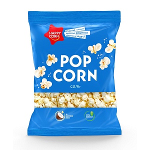 Воздушная кукуруза HAPPY CORN с Солью /пакет/ 70г*12