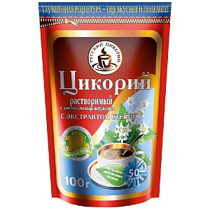 Цикорий РУССКИЙ ЦИКОРИЙ порошкообразный со СТЕВИЕЙ /дойпак/ 100г*12