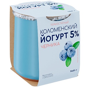Йогурт КОЛОМЕНСКИЙ термостатный ЧЕРНИКА 5.0% /керамика/ 140г*4