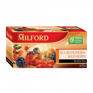 Чай MILFORD Черный байховый ароматизир. Облепиха-Лесная ягода (20 пакетиков) 30г*12