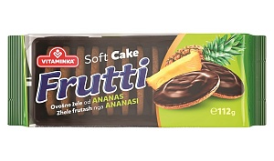 Печенье FRUTTI бисквитное с АНАНАСОВЫМ желе, покрытое шоколадом /фольга/ 112г*30