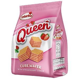 Вафли QUEEN Cube Milk с клубничной начинкой 175г*12