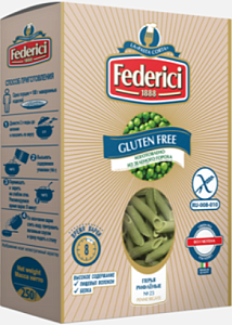 Макаронные изделия FEDERICI 23 IT Penne Rigate безглютеновые из зеленого гороха Перья рифлёные /картон/ 250г*12