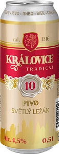 Пиво KRALOVICE (ЧЕХИЯ) Традични-10  4,7% светлое /жесть/ 0,5л*24