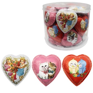Шоколад фигурный Сердечко "Очарование" (4 тубы х30 шт.) 25г*120