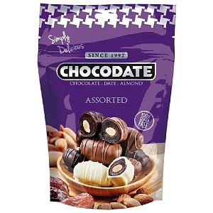 Конфеты CHOCODATE финики с миндалем Ассорти 100г*12