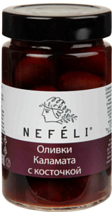 Оливки NEFELI Каламата c косточкой /стекло/ 300мл*6