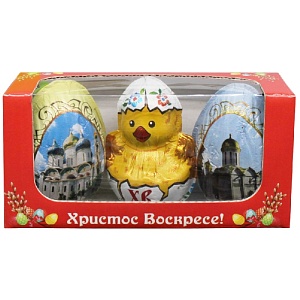 Шоколад фигурный ПН-64 "Цыпленок и 2 яйца Святая Обитель" /гофрокороб/ 90г*20