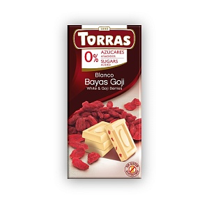 Шоколад TORRAS CLASSIC LINE белый с кусочками ягодам годжи без сахара 75г*10