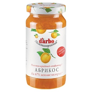 Конфитюр DARBO низкокалорийный Абрикос 60% фруктов /стекло/ 220г*6