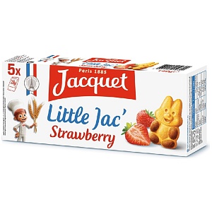 Пирожные JACQUET (73119) LITTLE JAC бисквитные с клубничной начинкой 140г*12