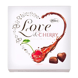 Конфеты VOBRO шоколадные Love&Cherry "Вишня в ликере" двойная /картон/ 198г*12