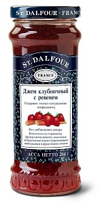 Джем St.Dalfour клубничный с ревенем 100% фруктов БЕЗ САХАРА /стекло/ 284г*12