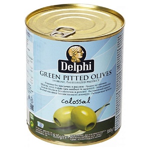 Оливки DELPHI без косточек в рассоле COLOSSAL 121-140 /жесть/ 820г*12